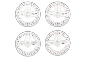CRLLDPM 4 pezzi Goniometro da 360 gradi con braccio girevole per studenti della scuola primaria Goniometri rotanti in plastica trasparente a cerchio pieno