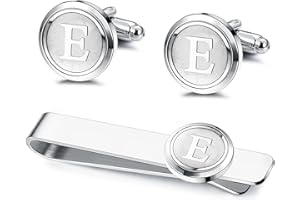 Kakonia 2Pack Tie Clips Cufflinks Cuff Link Set for Men Long Styles Mens Tie Clip Skinny Tie Bar Clip Set for Business Wedding Personalization 26 Letters