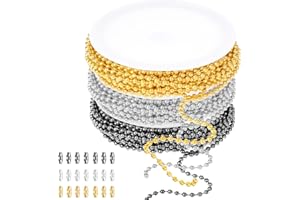 Jumbarre 6M Kugelkette, 3 Farben Edelstahl Perlen Rollenkette Mit 21 Passenden Anschlüssen Kugelkette Für DIY-Schmuckherstellung Halsketten Armbänder Schlüsselanhänger