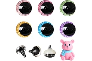 MUCUNNIA 48pcs 30mm 3D Glitter Safety Eyes for Crocheting with Washers Moon Crochet Amigurumi Eyes for Crochet Animals Craft Eyes Doll Eyes Stuffed Crochet Eyes for Crafts Halloween Decorations