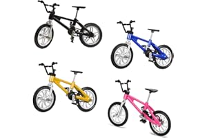 YREYBN 4 Pcs Finger Bike, Finger Skateboards, Miniature Bicycle Model, Finger Mountain Bike, Simulation Mini Finger Mountain Bike, Miniature Bicycle Toy Game Set for Kids and Adult, 4 Colors