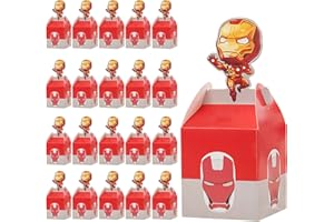 Qemsele Scatole Borse Festa per bambini, 20 Pcs Scatole Caramelle scatole di regalo Borse Sacca Sacchettini del per Tema riutilizzabile Festa di Compleanno Bambini bomboniare Sacchetto Festa (Ironman)