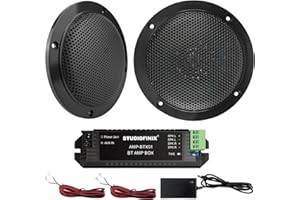 STUDIOFINIX 4-Zoll-wasserdichte Marine-Bluetooth-Ceiling-Speakers für Bad, Küche, Home, Outdoor, Campers, Golfwagen, Boot mit Flush-Mount-Montage (Schwarz)