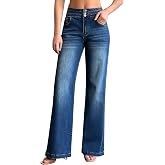 roswear Women Wide Leg Jeans Casual High Waist Stretch Loose Denim Pants