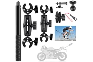 RATSTONE Accessori Per Insta 360 x4,Per Insta 360 x3 Kit Moto,Supporto Per Videocamera,Rotazione Di 360 Gradi,Doppio Morsetto,Alluminio,Doppia Stabilità,Per Insta360 x4,x3,x2,Per One Rs,Per Ace,Ace Pro