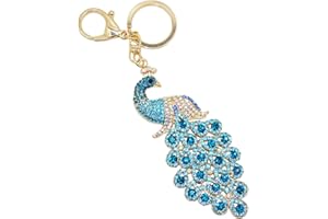 Cygoshop Chinese Peacock Metal Bling Crystals Rhinestone Keychain Keyring Keyfob Charm For Handbags