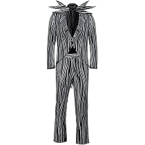 Costume Jack Skellington Pour Homme - Veste Rayée, Pantalon, Nœud Papillon Chauve-Souris - Halloween, Noël