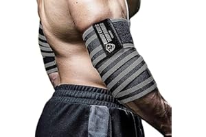 TAVIEW Elbow Wraps for Weightlifting (1 Pair), 47" Elastic Elbow Support & Compression Powerlifting, Fitness, Cross Training & Gym Workout - Elbow Straps for Weight Lifting (47" elbow wraps (Arm Green)))