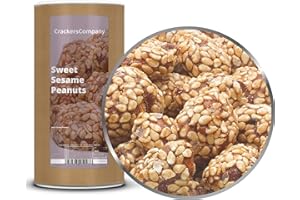 CRACKERSCOMPANY 2 x 650g Gebrannte Erdnusskerne mit Sesam Erdnüsse im karamellisierten Sesam-Mantel mit Vanille & Zimt vegetarisch