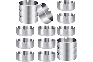 HUAMIRRA Posacenere, Posacenere Rotondo in Acciaio Inox,Posacenere da Tavolo Moderno,Posacenere in Acciaio Inox da 8 cm, Confezione da 16, per Bar, Ristoranti E Camere da Letto, per Uso Interno Ed Esterno