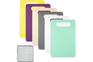 APOMOONS Set de 6 Planches à Découper Petite Planche à Découper Planche à Petit-déjeuner Antidérapante 29 x 19 cm Planche de Cuisine pour Légumes Fruits Viande Pain Sans BPA