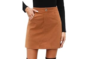 CMTOP Jupe Courte Femme Taille Haute Mini Short Jupe Automne Hiver A Ligne Velours Côtelé Décontractés Chic et Elegant Wrap Courte avec Poche