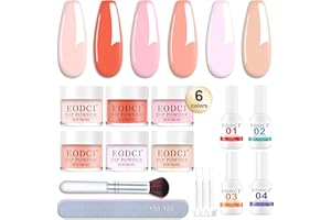 EODCI Juego de uñas en polvo para inmersión, color rosa pastel, 6 colores primavera verano Dip Powder Set, Y2K estilo pascua, base de arte de uñas francesa, activador superior, manicura líquida, bricolaje