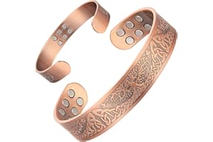 MagEnergy Kuper-Armband für Männer und Frauen 99,99% reines Kupferarmband mit 6 starken Magneten 6,8" verstellbarer Schmuck Lymphdrainage