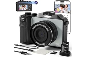 UCMDA 4K Camera - 48MP WiFi Digital Camera with 3.0 Screen, Compact DigitalCamera with 18X Zoom, Dual Lens Selfie Function, 64GB TF Card