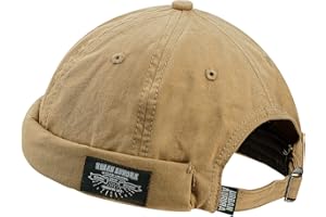 CLAPE Cotone Cappellino da Portuale Uomo Retro Docker-cap Berretto Docker da Motociclista Cappello Senza Visiera Rolled Cuff Brimless Hat cap