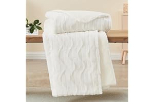 ‎QUCOVER Qucover Kuscheldecke Flauschig, Kuscheldecke 150x200, Warme Kuscheldecke Weiß, Felldecke, Flauschige Wohndecke, Weich Sofadecke, Couchdecke, Kunstfelldecke, Flauschige Decke für Couch und Bett