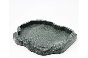 Svauoumu Reptile Water Bowl, Reptile Water Dish Resin Rock Turtle Water Dish, for Tortoise Lizard Spider Snake Water Bowl (M)