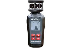 Windboss® Lot de 2 anémomètres avec thermomètre pour surf, voile, kitesurf et toutes autres activités avec vent. Avec filetage pour trépied et étui de protection.