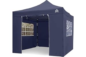 All Seasons Gazebos 3x3m Heavy Duty Fully Waterproof Pop up Gazebos and 4 Premium Side Walls – Navy Blue