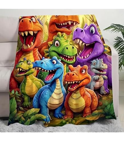 Coperta Decorativa In Flanella Con Dinosauri – 200x150 Cm, 850 G, Morbida E Calda, Per Divano, Soggiorno E Cameretta Bambini