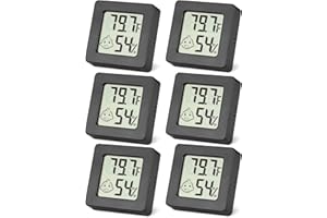 SOBEAU 6 Pièces Mini Thermomètre Hygromètre Intérieur, Digital Moniteur Température et Humidimètre, Thermo-HygromèTre pour Chambres De BéBé, Bureau, Cave, Noir