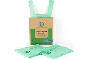 GREENER WALKER Compostable Caddy Liners with Tie Handle,6L-150 Bags Biodegradable Bin Liners Kitchen Food Waste Bags with Europe EN13432 & ASTM D6400 Certified