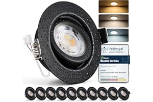 Bojim Spot LED Encastrable Noir Dimmable 220V, 7W Spot Salle de Bain IP44, Trou 68mm - 80mm, Blanc Chaud/Neutre/Froid, Spots de Plafond Extra Plat pour Cuisine Chambre Salon, Lot de 10