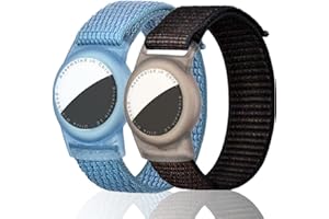 Dingfeiyu 2 Pack Braccialetto per bambini compatibile con AirTag Anti-smarrimento e Anti-graffio per bambini, ragazze, ragazzi, adolescenti, anziani (nero + blu)