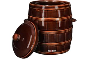 KOTARBAU® Pot de fermentation en grès 16 L - Pot pour choucroute et concombres avec couvercle - Pot en céramique pour mise en conserve - Récipient en grès hermétique - Fût en céramique brun - Pot en