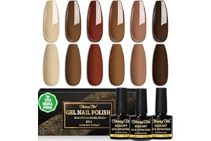 Shining She Esmaltes Semipermanentes sin TPO sin HEMA de Uñas en Gel UV LED, 6 Colores Serie Marrón Caramelo Marrón Rojizo Pintauñas Semipermanentes para Novato Otoño e invierno Art DIY, 8ML