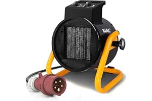 SIAL Chauffage Soufflant 5000 W - Radiateur électrique - Céramique - Chauffage Industriel - Chaleur Rapide 3 Secondes - Thermostat & Protection Surchauffe (Noir)