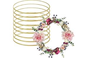 UNIIDECO 10 Pack Metal Floral Hoops Gold Wreath Rings for Macrame Crafts Centerpiece Dream Catcher Wedding DIY Wall Hanging Decor (12 Inch)