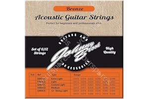 Johnny Brook Set Of 6 Bronze Acoustic Guitar Strings (Medium Gauge)