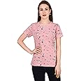 Stories.Label Women 100% Cotton Printed Tshirt in Ribbed Neck Includes Plus Sizes, Regular Fit and Half Sleeves (Sizes Small -5XL)