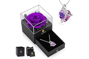 LEITON Infinity Rose Geschenkbox, Rose Schmuck Geschenkbox Muttertagsgeschenk für Mama, Ewige Rose Geschenke für Frauen, Konservierte Rose für Valentinstag Muttertag Hochzeit Jahrestag Geburtstag