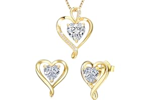 LAVUMO Conjunto de Joyas para Mujer Collar Mujer pendientes Plata Oro Joyas Mujer, Regalo por Mujer Esposa, Mamá, Novia En san valentin,Cumpleaños,Navidad, Dia de la Madre Regalos Originales