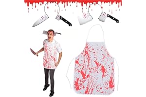 DONGSZQ Grembiule di Halloween, Accessori spaventosi per Halloween, include coltello sulla testa e grembiule di Halloween sanguinoso, per Halloween, Carnevale, Giorno dei Morti, Mascherata