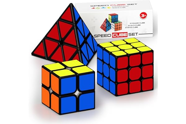 Vdealen Speed Cube Magique 2x2 3x3 Pyramide Cube de Vitesse, Magic Cube pour Débutants et Utilisateurs Avancés, Cadeau pour Enfants Les Adolescents Adultes(Autocollant)