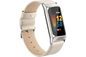 Tuocal Echtleder Armband Kompatibel mit Fitbit Charge 6 Armband für Damen Herren, Weiches Atmungsaktives Echtleder Ersatzarmband Sport Armband für Fitbit Charge 5 Armband Leder