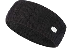 AnJuHoPa Bandeau Bandeau Cabel Knit Bandage Oreilles Avec Doublure de Polaire