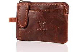 MATADOR Porte Clef avec 2 Porte Carte Crédit et Porte Monnaie en Cuir Véritable | Mini Pochette Rangement Clé avec Blocage RFID et Boîte Cadeau | Sac Cuir Porte Clés Multifonction | Accessoire Voiture