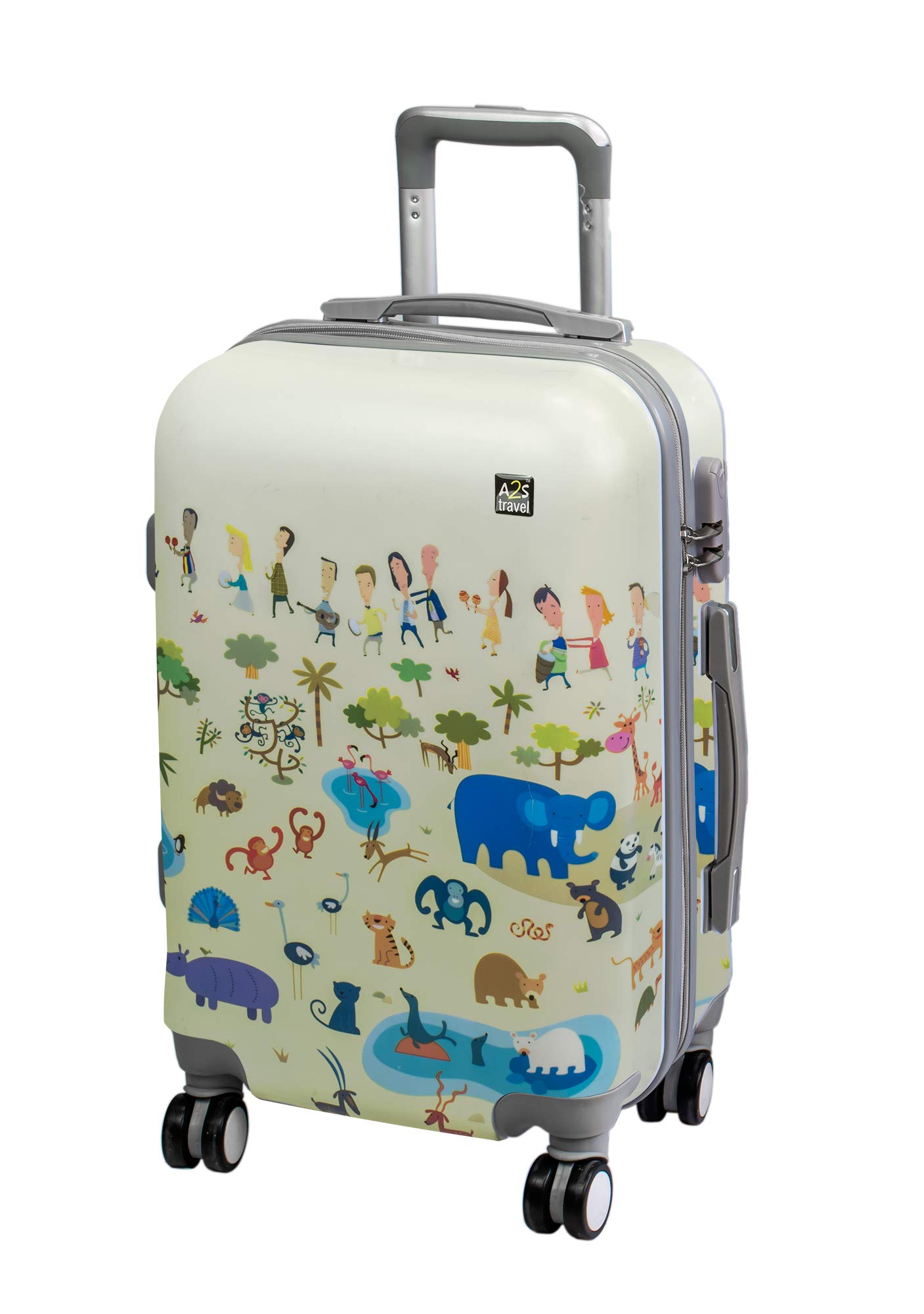 A2s Cabin Luggage Lightweight Durable Hard Shell Printed