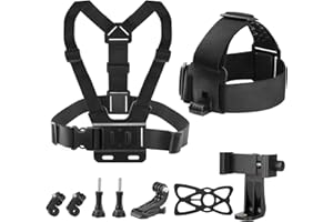 GeeKam - Kit de correa para pecho y clip para móvil para POV, VLOG, compatible con iPhone, Samsung, GoPro Hero, Insta360, AKASO, DJI Osmo, SJCAM y otras cámaras de acción.