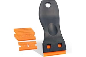 Ewrap Glass Scraper, Window Scraper, Ceramic Hob Scraper Includes 10 Piece Plastic Scraper Replacement, for Remove Labels Stickers Decals, Safe to Glass