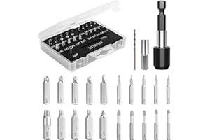 Nuovoware Kit d'Extracteur de Vis Cassé, 22PCS Outils d'Extraction Améliorés en Acier Allié HSS 4341 avec Mèches 2 Porte-embouts d'Extension Magnétique Adaptateur de Prise pour Boulon Endommagé,Argent