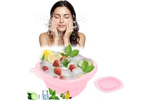 VBVARV Face Bowl for Ice, Quick Cooling Foldable Silicone Wash Basin with Built-in Ice Tray, Ice Tray for Home Ice Water Facials, Facial Ice Bath Kit, Ice Water Face Cold Plunge