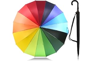 Sternenfunke Regenschirm Regenbogenfarben groß XXL Ø120 cm Stockschirm bunt edel, stabil und sturmfest als Regenbogen Paarschirm, Damen und Herren, Automatik Komfort Druckknopf