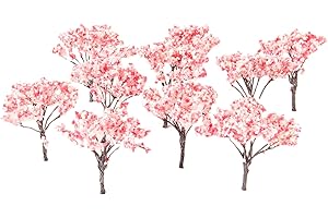 Yetaha 20pcs Model Trees Model Trains Scenery 6.5cm Cherry Blossom Model Trees for OO HO Scale Landscape Architecture Scenery Ornament Scenery Railroad Layout Scene Decoration