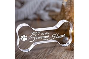 Yiqicomle Pet Memorial Ornament Acrylic Remembrance Gifts for Loss of Dog Cat Sympathy Gift Crystal Bone Shape Decor Memorial Gifts Keepsake for Dogs Puppy Cat